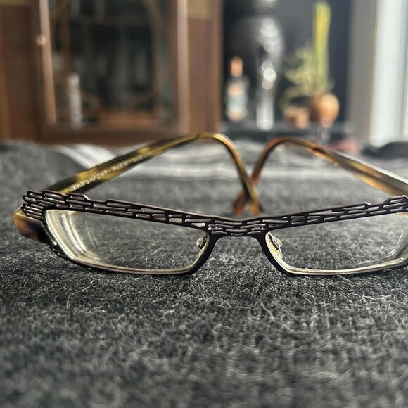 Jean Lafont Paris Violet Cut-Out Metal Architectural Designer Optical Frames OS - Picture 8 of 8